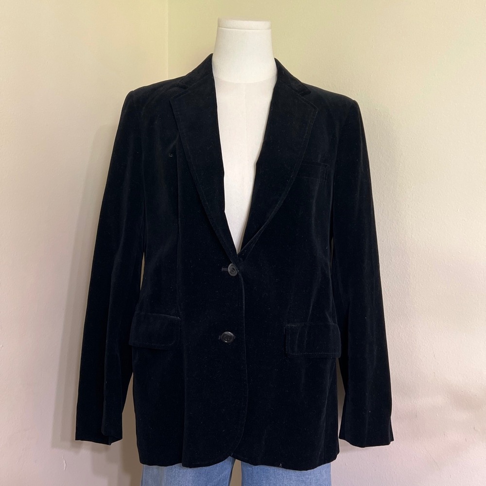 Anderson-Little Vintage Black Velvet Blazer Cotton Jacket Made in Japan